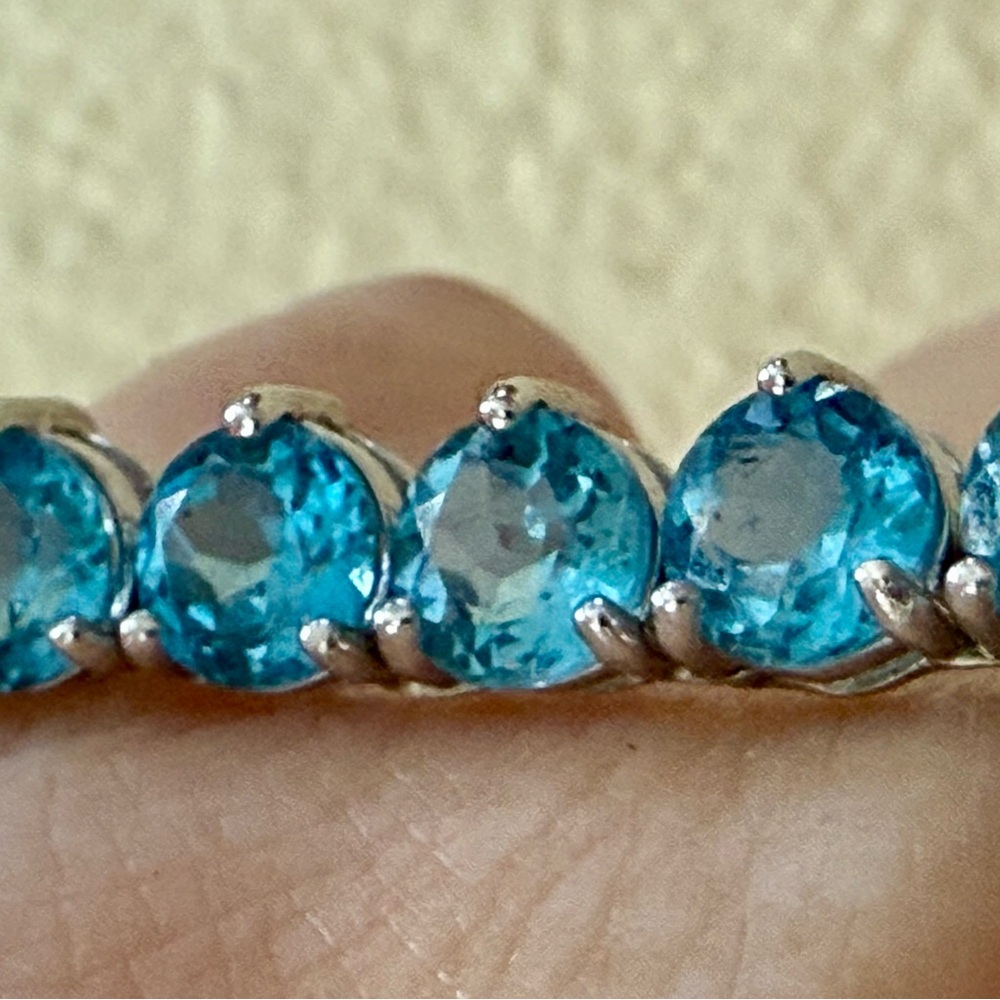 Stunning Blue Topaz Tennis Necklace in 14k white gold by CID.